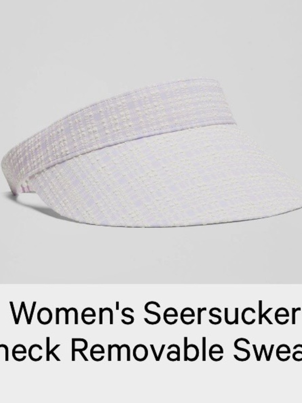 Lululemon Lilac Seersucker Visor removable sweatband
